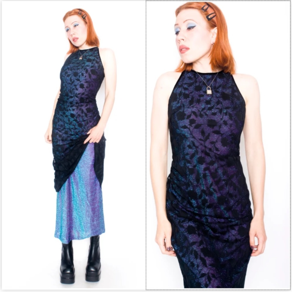 Long Navy blue glitter dress